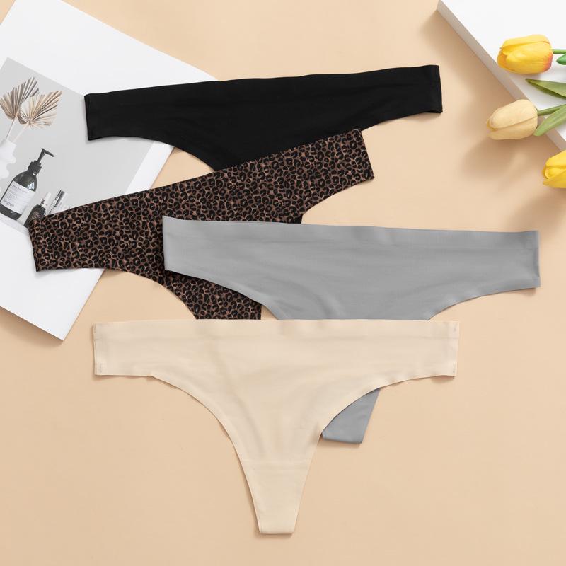 Women's Plus Size Leopard Print Seamless Ice Silk Panties - Sexy, Thin, Breathable