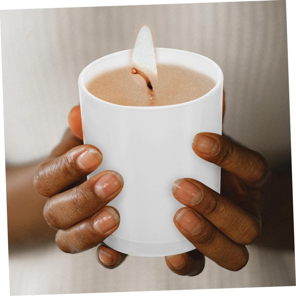 Portavelas de Cúpula de Cristal Alipis, Juego de 4 con Tapas de Madera (Acabado en Spray Blanco), para Velas Artesanales, Capacidad de 200 ml, Portavelas tipo Tea Light, Transparente