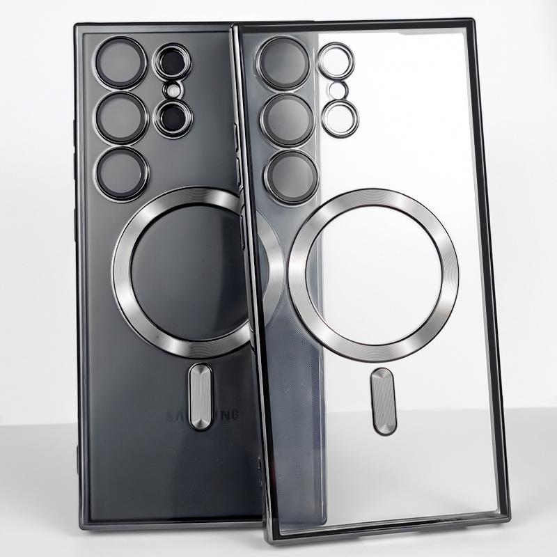 Plating Transparent For Magsafe For Samsung Galaxy S21 S22 S23 S24 Ultra Plus Case Magnetic Wireless Charging Silicone Cover