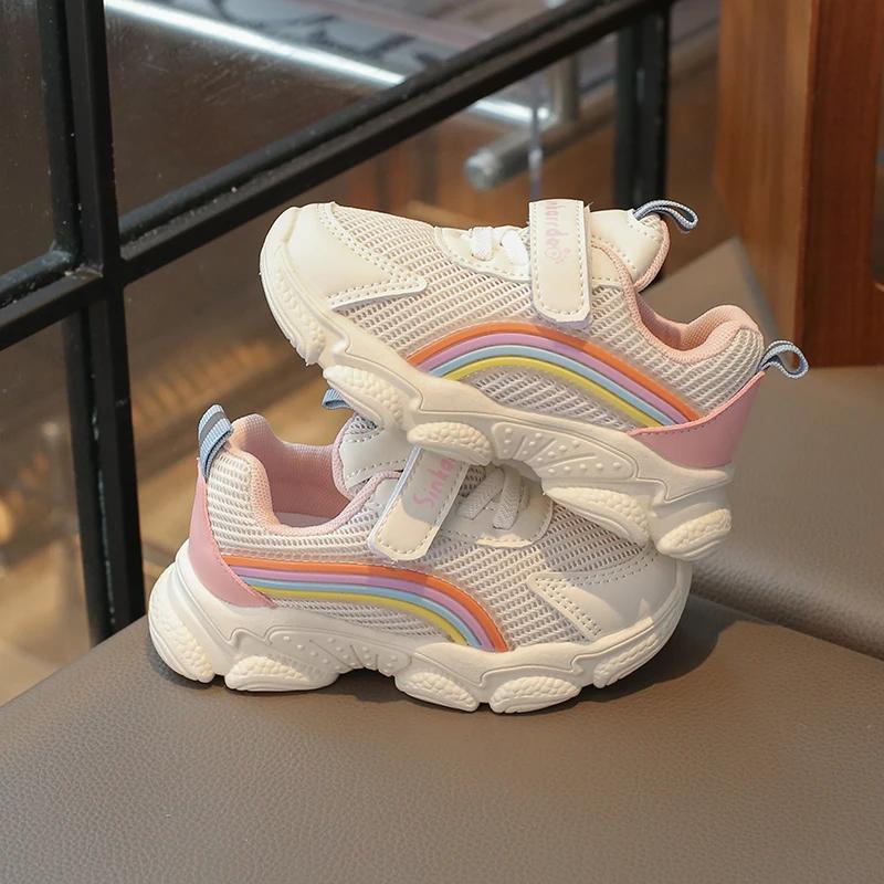 Baby Sports Sneakers for Toddlers Boys Girls Little Kids Air Mesh Casual Shoes Breathable Rainbow Fashion Spring Autumn New