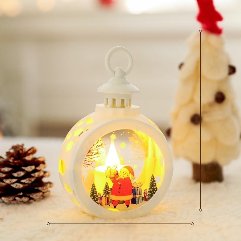 Christmas LED Candle Light Round Hanging Lantern Festive Holiday Ornament Figurine Indoor Home Christmas Party Decoration