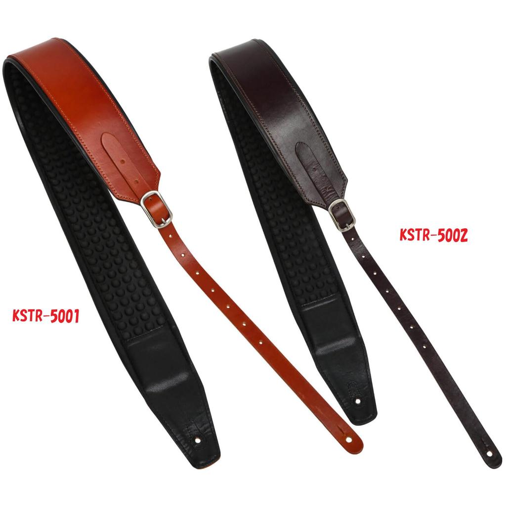Kikutani KSTR-5002 Leather Strap for Guitar and Bass, 75mm Wide, 1,210-1,420mm