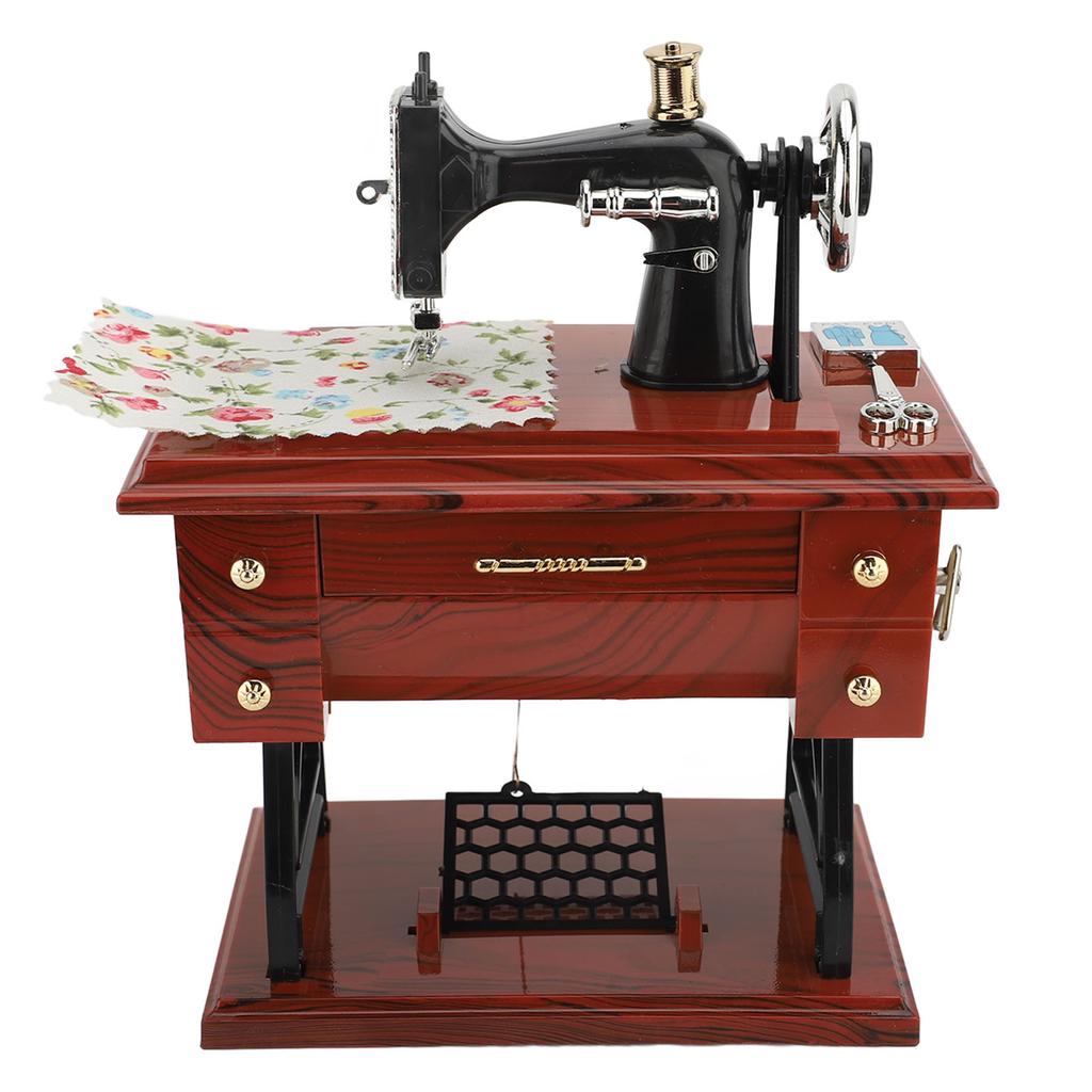 Sewing Machine Music Box Hand Crank Musical Box Vintage Sewing Machine Desk Decoration