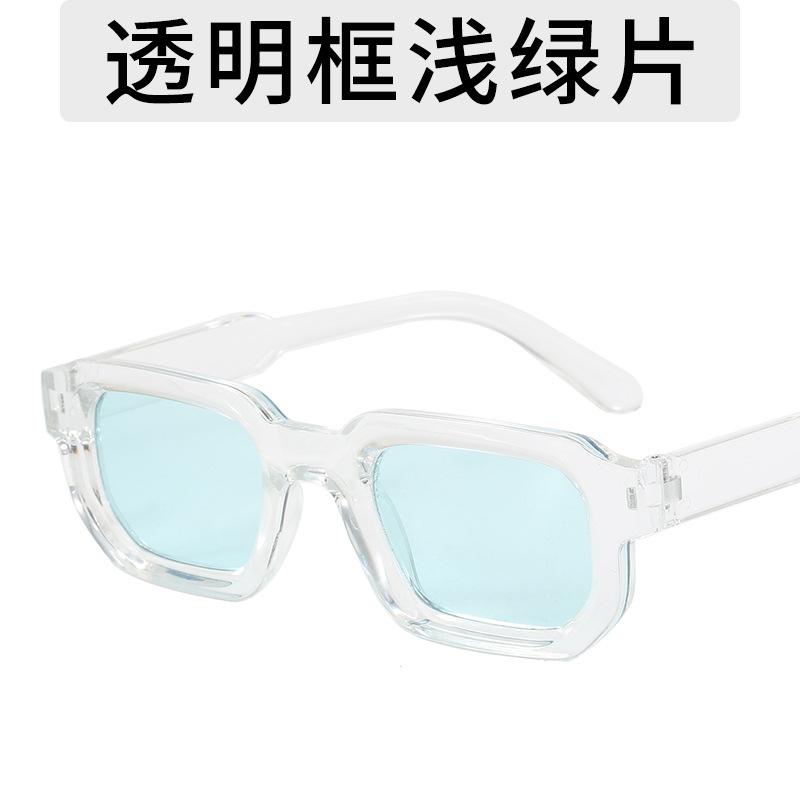 

Летние прозрачные солнцезащитные очки голубого цвета с квадратной оправой, простые солнцезащитные очки с пластиковыми зубами as shown in the picture
