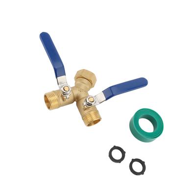 Ορειχάλκινος Διακλαδωτής Σωλήνα Κήπου 2 Δρόμων Βάνα Υ Σωλήνας Διακλαδωτής Με Μακριά Λαβή 2 Ροδέλες Ταινία PTFE για