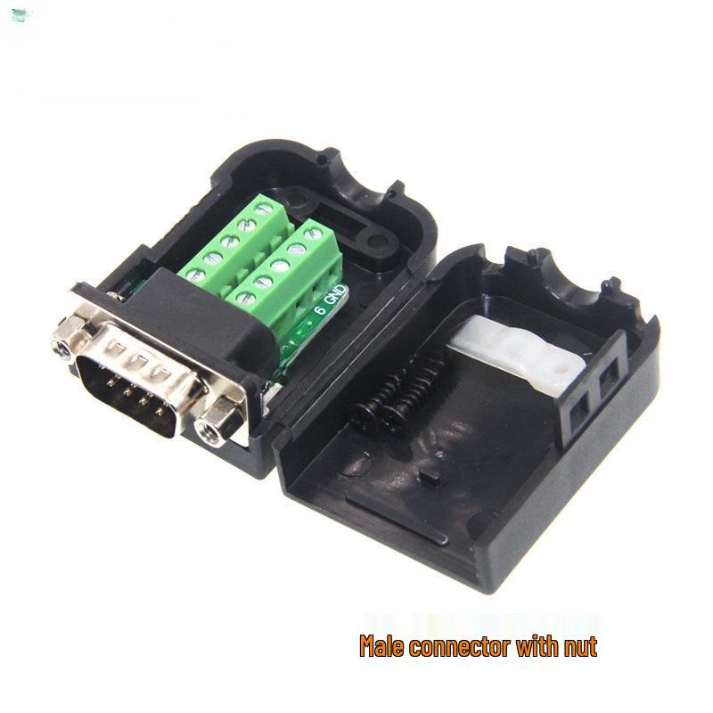 Solderless DB9 Male to Female Serial Port Adapter with Shell for RS232/485 Connections