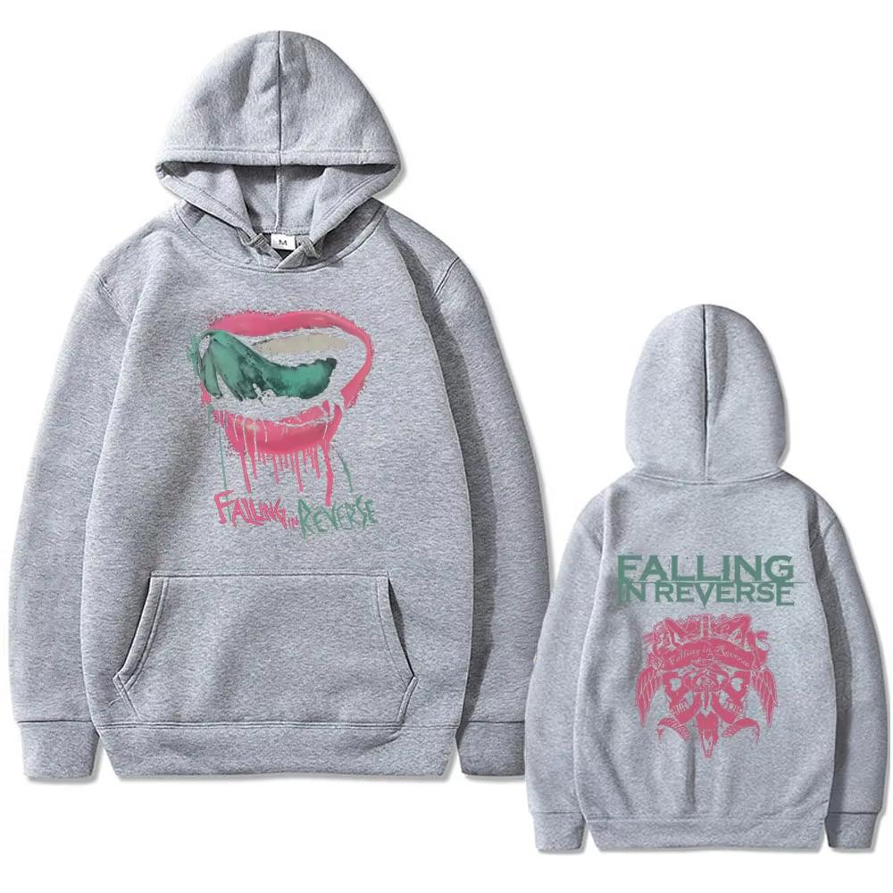 Rock Band Falling in Reverse Double Sided Print Hoodie Men Women Vintage Gothic Punk Hooded Sweatshirt Oversized Streetwear