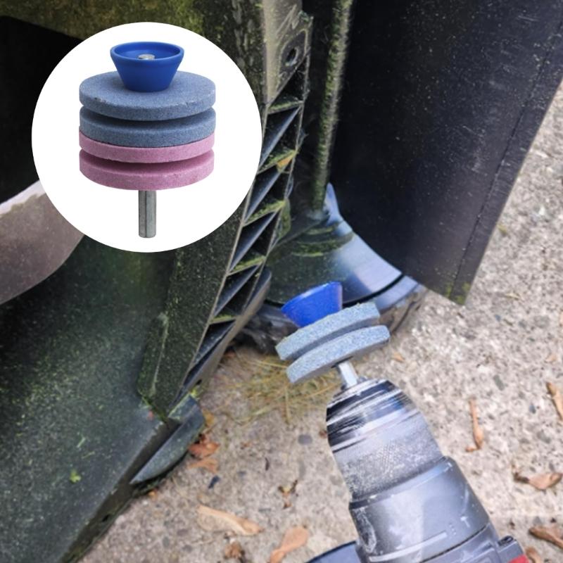 Multipurpose Quick Sharpening Stones for Lawnmower Portable Sharpeners Grinding Drill Cuts Garden Maintenance Tool 4pcs