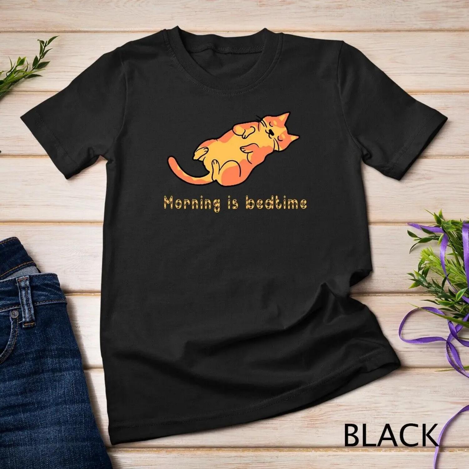 I Don t Do Mornings Funny Lazy Cat Kitten T Shirt For Women S