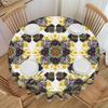 Round Mexican Talavera Flower Tablecloth Waterproof Oil-Proof Table Cover 60 Inch Folk Ceramic Tile Art Table Cloth