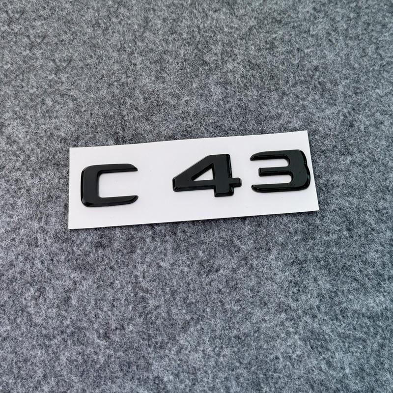 3D ABS Glossy Black Logo C43 Embelm Letters BITURBO 4MATIC Badge AMG Sticker For Mercedes Benz C43 W205 W206 AMG Accessories QM2