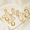 Minimalist Ins Style Geometric Line Dangle Earrings for Women Abstract Wave Gold Color Stainless Steel Daily Wear Jewelry Gift