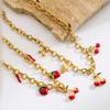 Stylish Titanium Steel Cherry Strawberry Pendant Necklace Adjustable Chain Lightweight Design Perfect For Daily Wear