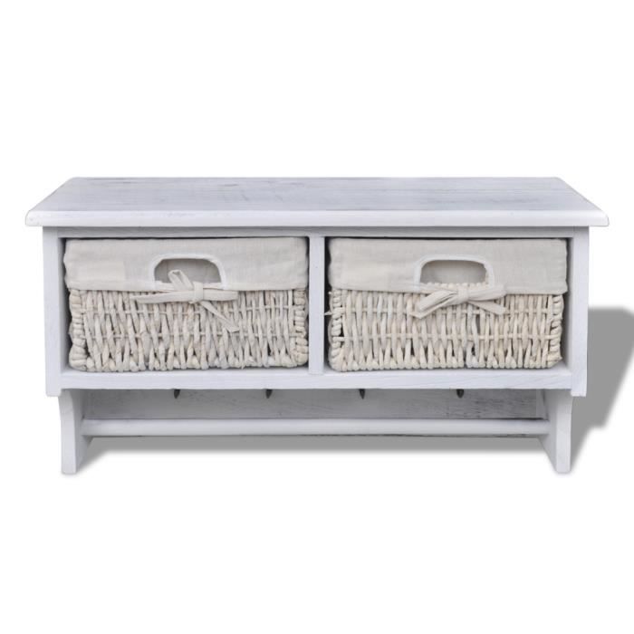 VidaXL Porte-manteau Blanc 60x23,5x33 cm Bois de Paulownia