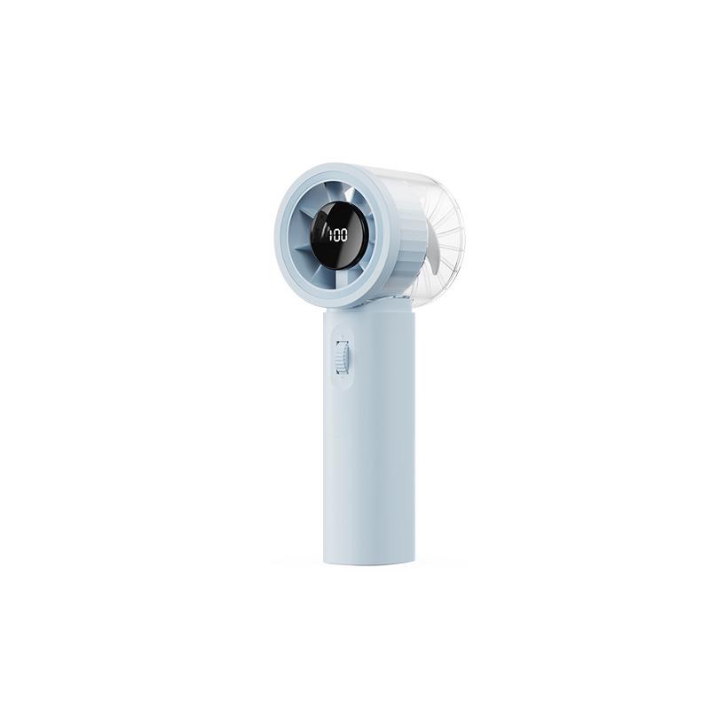 Portable 100-Speed Mini Fan with Digital Display & USB Charging Digital Display Handheld Fan F06 синий