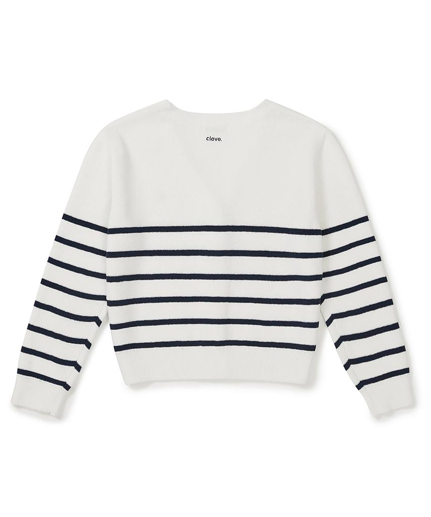 Clove [26Ss Clove] Stripe Button Cardigan (Ivory)