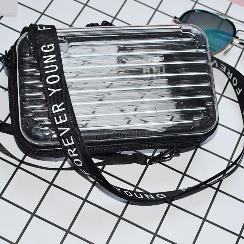 

Female Crossbaody Bag Transparent Pc Cosmetic Bag Design Suitcase Zipper Shoulder Messenger Bags Travel Wash Make Up Bag