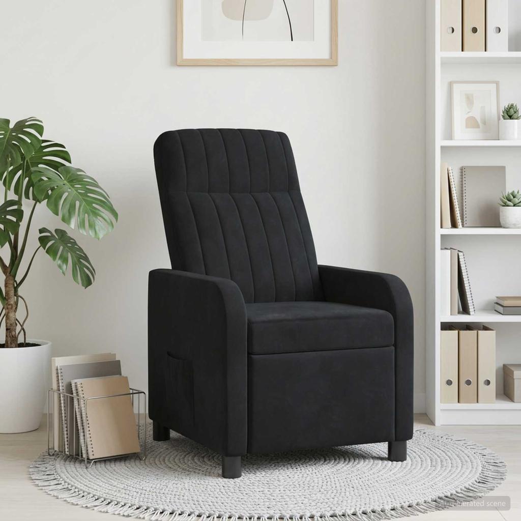 Recliner Chair Black Velvet (V)