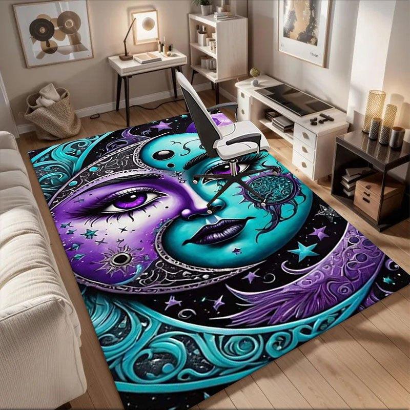 "Starry Night Moon Face Art Print - Celestial Wall Decor"Office Mat Home Decor Office Desk Chair Carpet for office ph149