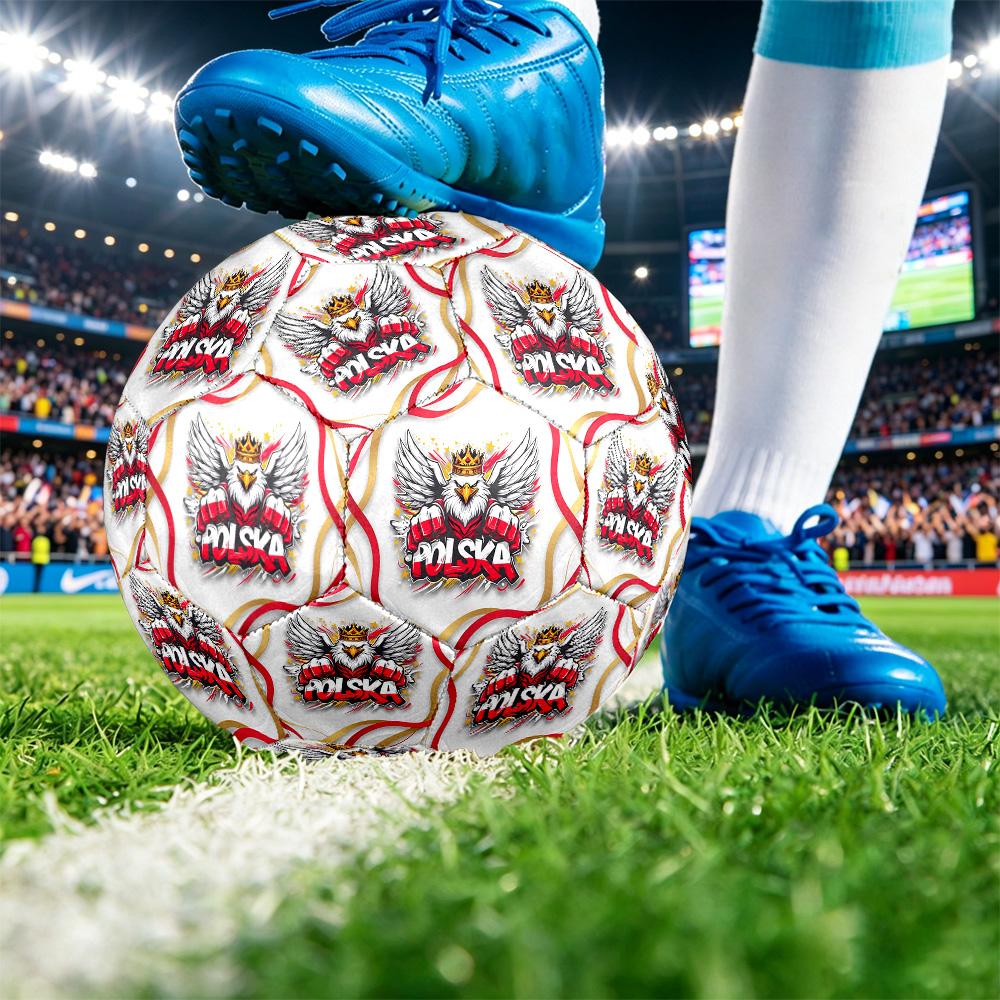 Poland Football Printed Size 5 Soccer Ball Wear Resistant Standard Adult Training Football Fan Gift for Indoor Outdoor Match Sports