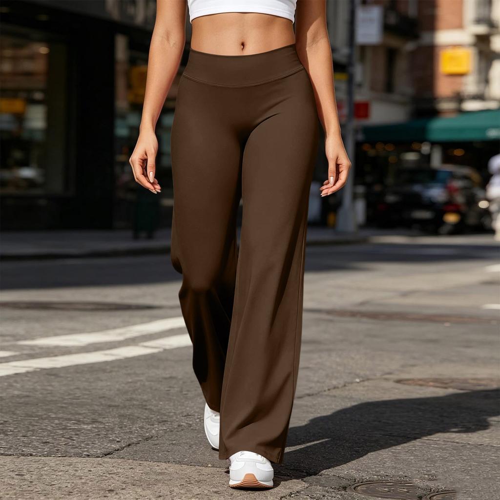 Women's High Waist Straight Leg Yoga Pants with No Toe Design