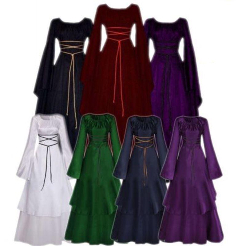 Vintage Medieval Womens Dress Victorian Renaissance Gothic Costume Gown Dress