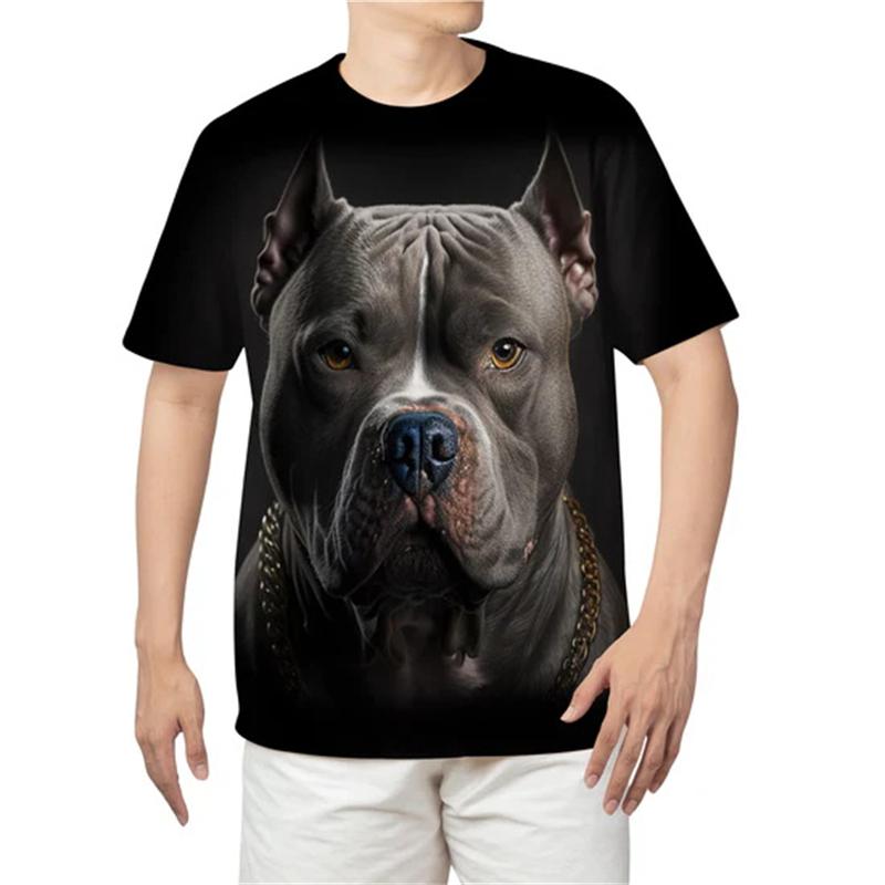 3D Printed Pet Bulldog Animal Print T Shirt For Men Y2k Fashion Fun American Bully
