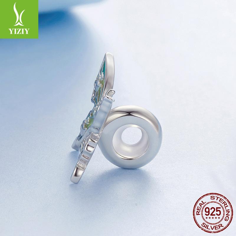S925 Sterling Silver Symphony Butterfly Silicone Positioning Bead Diy Bracelet Beaded Jewelry Accessories