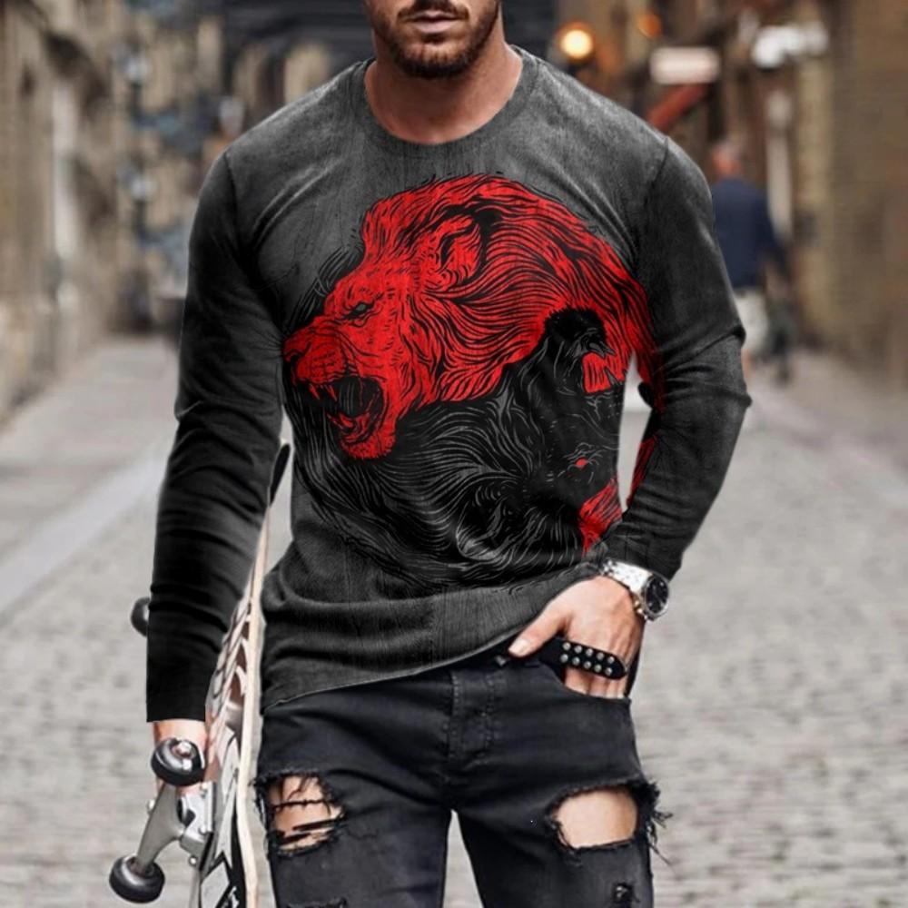 Cool Tiger Graphic Long Sleeve T-Shirt, Stylish Casual Streetwear