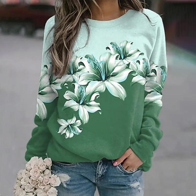 New Winter 3D Print Colorful Florals Sweatshirts Women Fashion Streetwear Pullovers Harajuku Y2k Unisex Clothing Girls Funny Top
