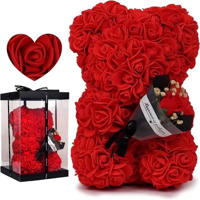 New Multicolors Artificial Flower 15*15*22cm/16*16*24cm Rainbow Eternal Rose Bear Birthday Valentine's Day Flower