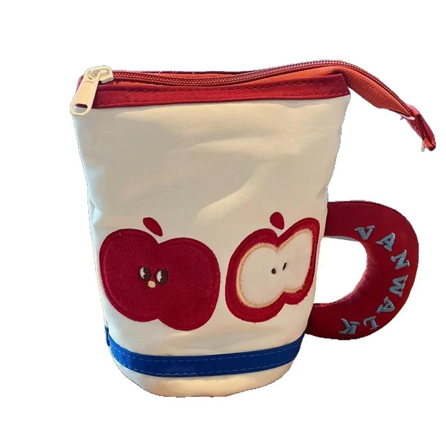 

1pc Teacup Shape Storage Bag Foldable Large Capacity Pencil Storage Bag Portable Travel Cartoon Toiletry Bag Makeup Bag