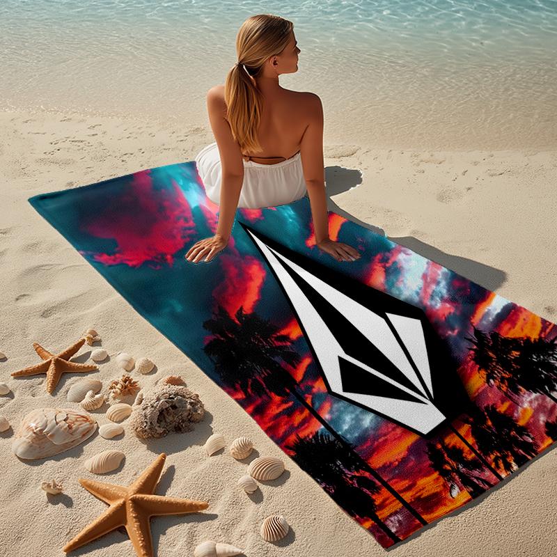 proof beach towel with a V-VOLCOM LOGO1 pattern - soft,absorbent,quick-drying,machine washable - perfect for swimming,camping,bathing