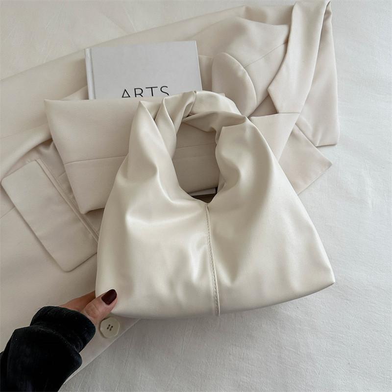 Chic 2024 Women s Handheld Bag Fashionable Pure Color Commuter Tote Bucket Bag For Daily Use белый