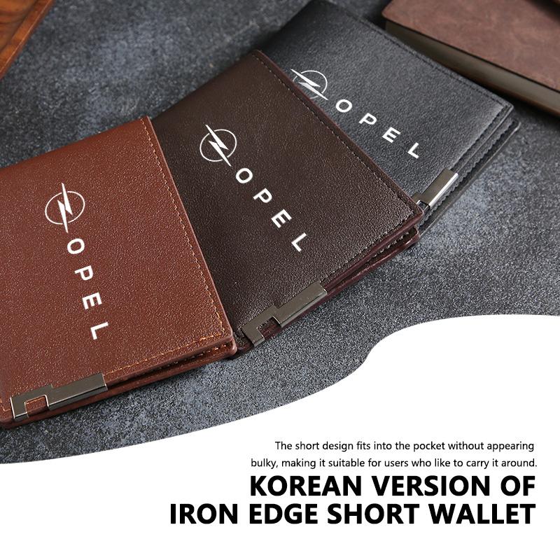 New Fashion Business Wallet Leather Car Logo Card Holder Men Coin Purse For Opel ADAM ASTRA J K CORSA E INSIGNIA MOKKA VIVA
