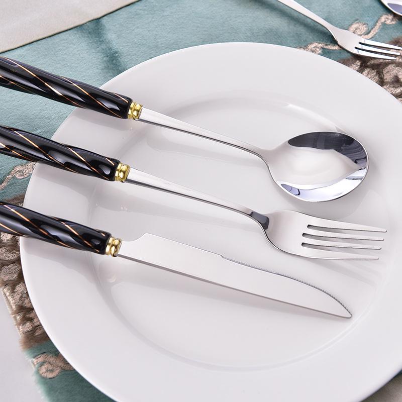 Western Cutlery Stainless Steel Ceramic Handle Knife & Spoon Set