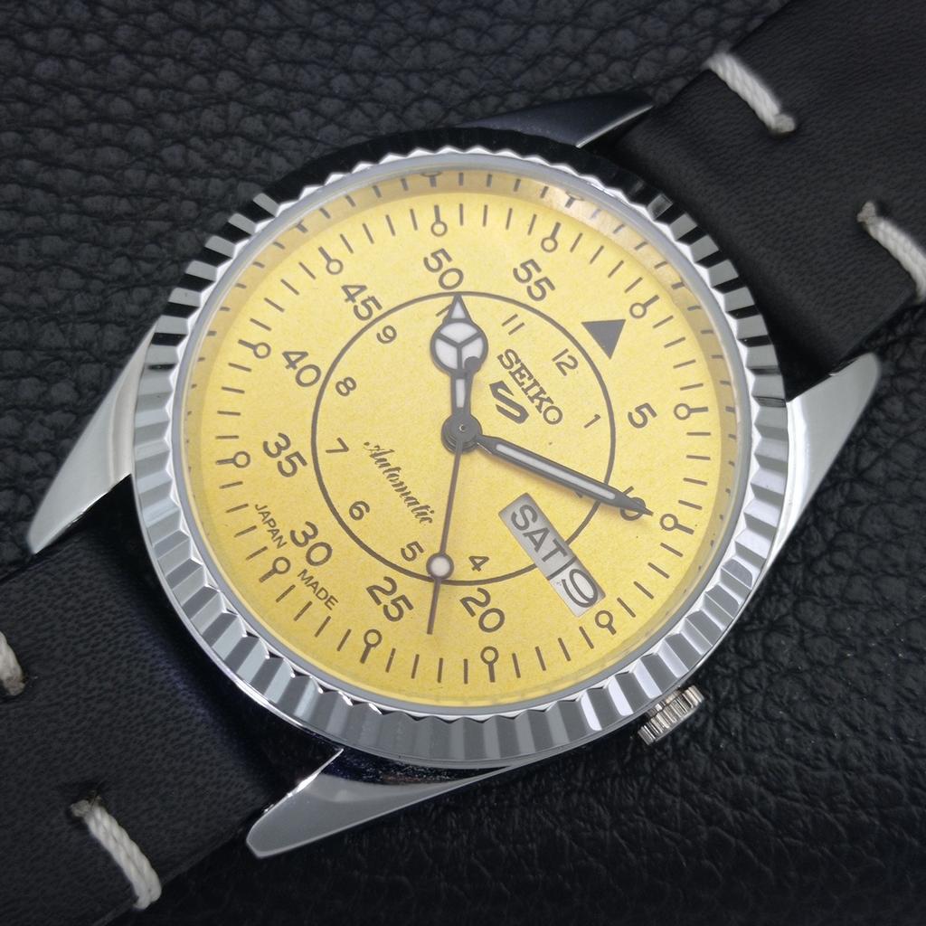 AUTOMATIC VINTAGE REFURBISHED SEIKO 5 6309A JAPAN MENS YELLOW WATCH a442934-1