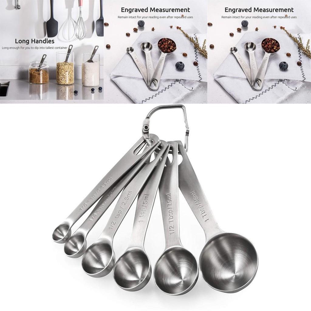 Versatile Six Piece Stainless Steel Measuring Spoon Set For Baking And Culinary Adventures