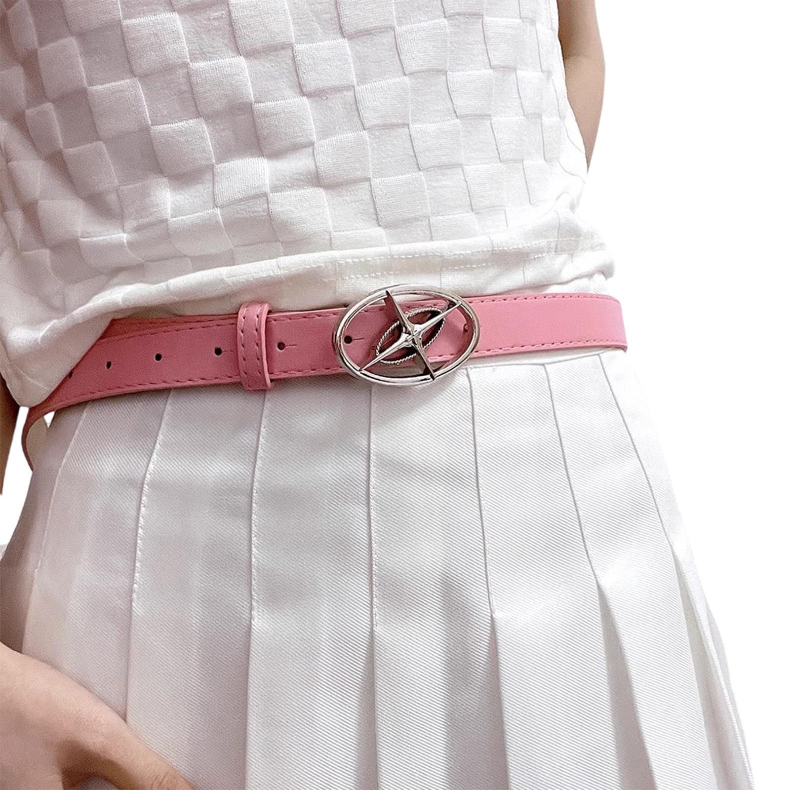 Lady Waistchain Simple Buckle Skinny Chain Sexy Round Buckle for Daily Banquets Dress Costume Jewelry розовый
