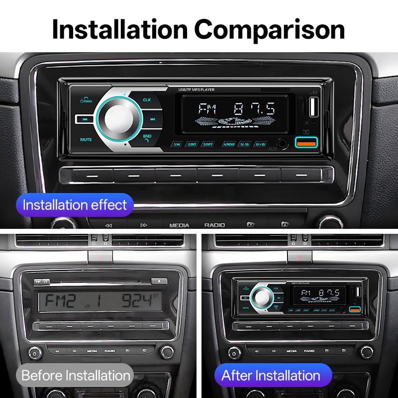 Car MP3 Player 1 DIN Car Radio 7 Colorful Lights Stereos for Car Universal FM Music Radio with Remote Control Bluetooth Hands-free Music Smart Voice