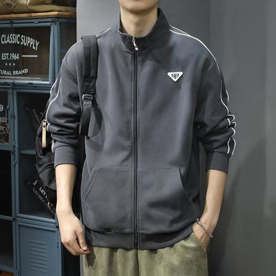Gilet Cardigan Sport Rétro Lourd Homme Ample Grande Taille Tendance Américaine Décontractée Veste à Col Montant