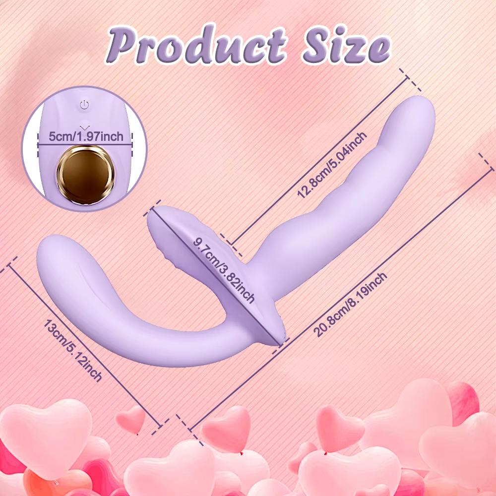 APP Strapless Strap-On G-Spot Dildo Vibrator Realistic Double-Ended Vibrating Butt Plug Anal Sex Toys for Women Lesbians Couples