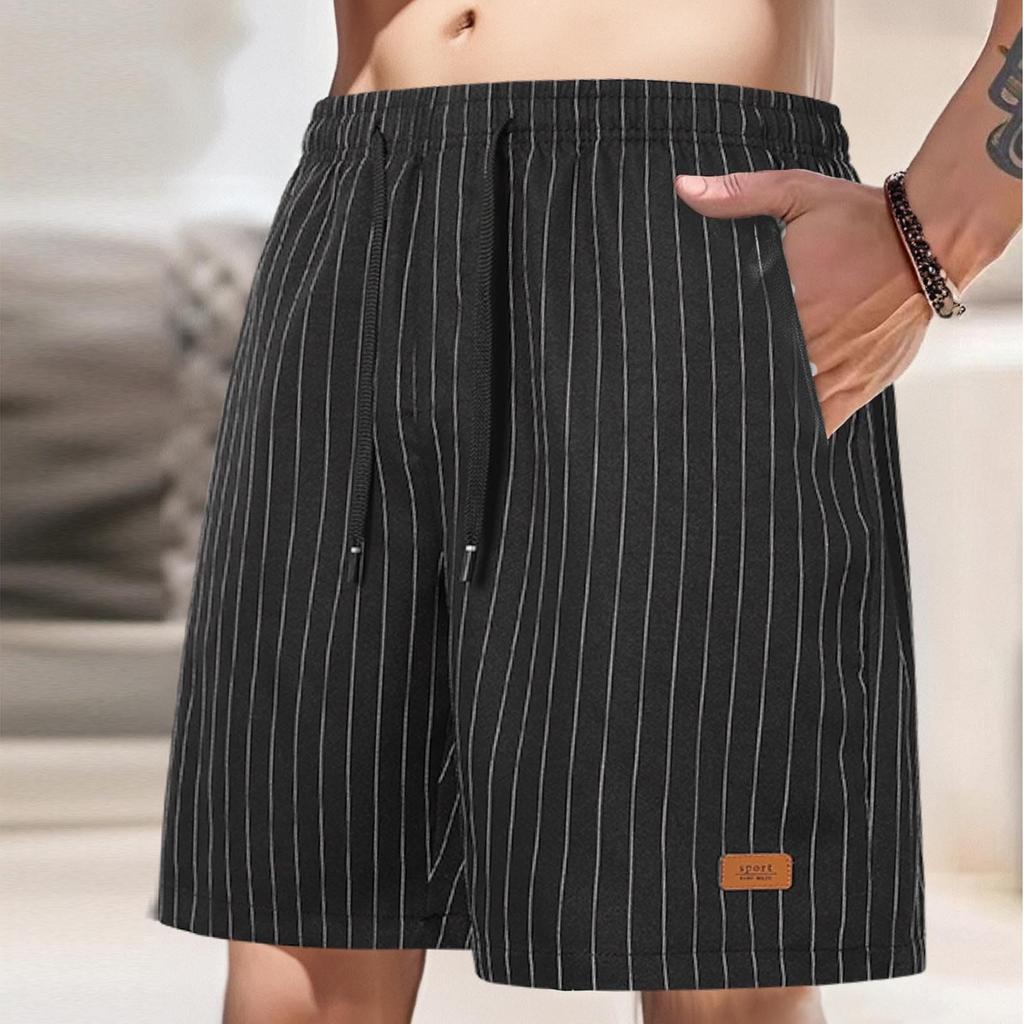 Men's Lace-up Breathable Quick Striped Dry Sweatpants Men's Cargo Shorts Casual Pants
