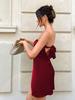 European American Women's Sexy Backless Satin Strapless Dress - Hip-Revealing Short Skirt for Parties and Casual Gatherings