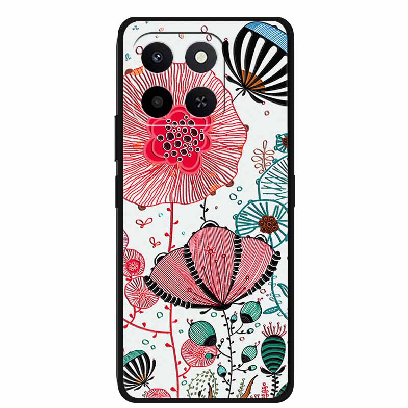 3D Case For Honor X7d 5G Case X 7 d Coque 6.77" Emboss Flowers Black Silicone Soft Back Cover For Honor X7d 4G Cases Shell Funda