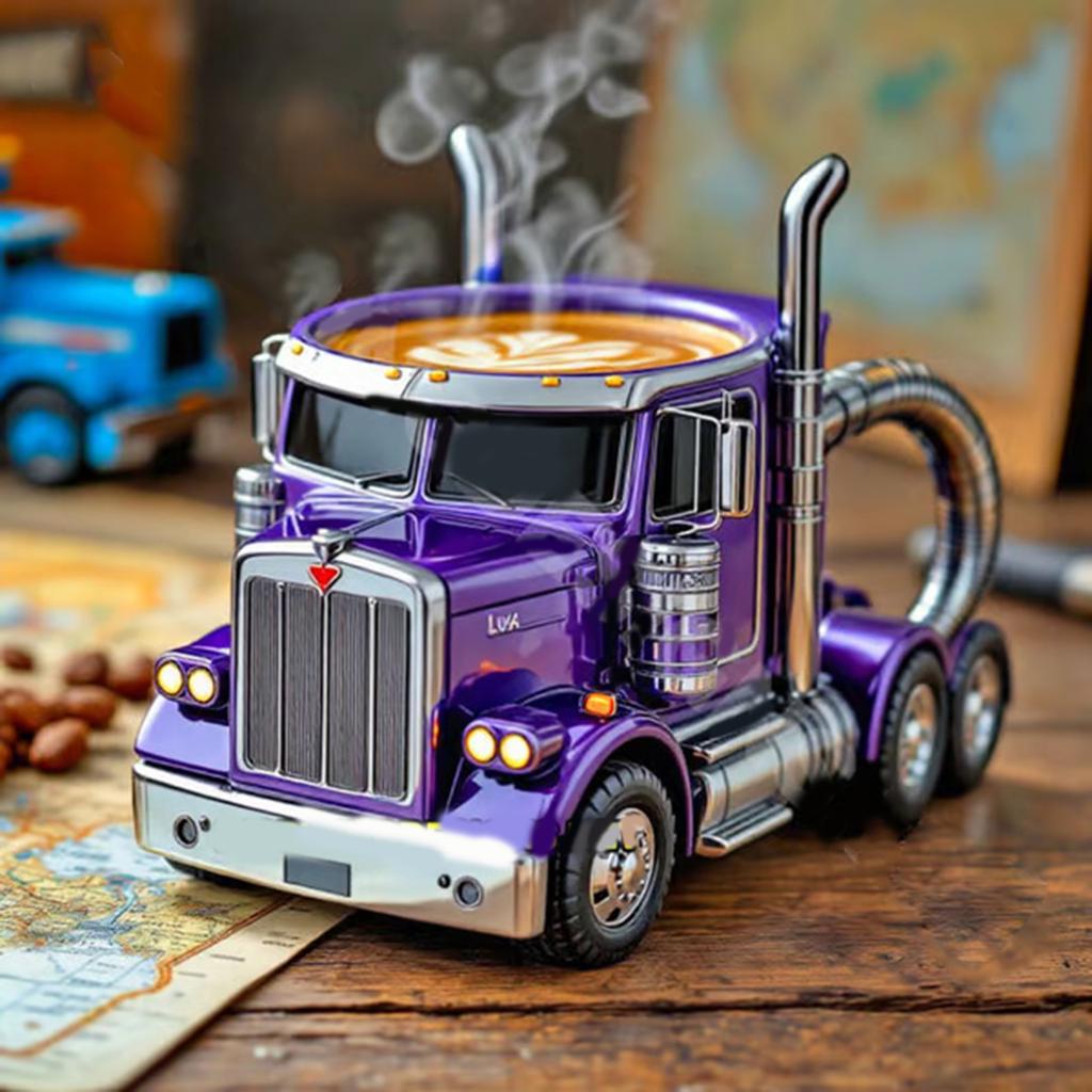 Einzigartige Sattelzug-Tasse 12,3 oz Harz-Wasserbecher für Kaffeeliebhaber und Sammler Geburtstagsgeschenk Schreibtischornament