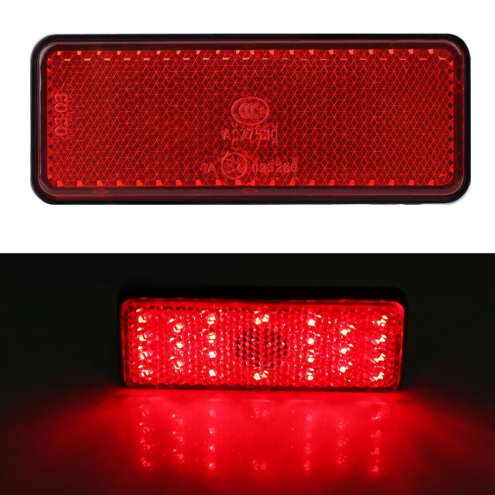 1Pc 12V Universal Motorcycle Scooter Moped Rectangle LED Reflector Tail Brake Light Stop Lamp