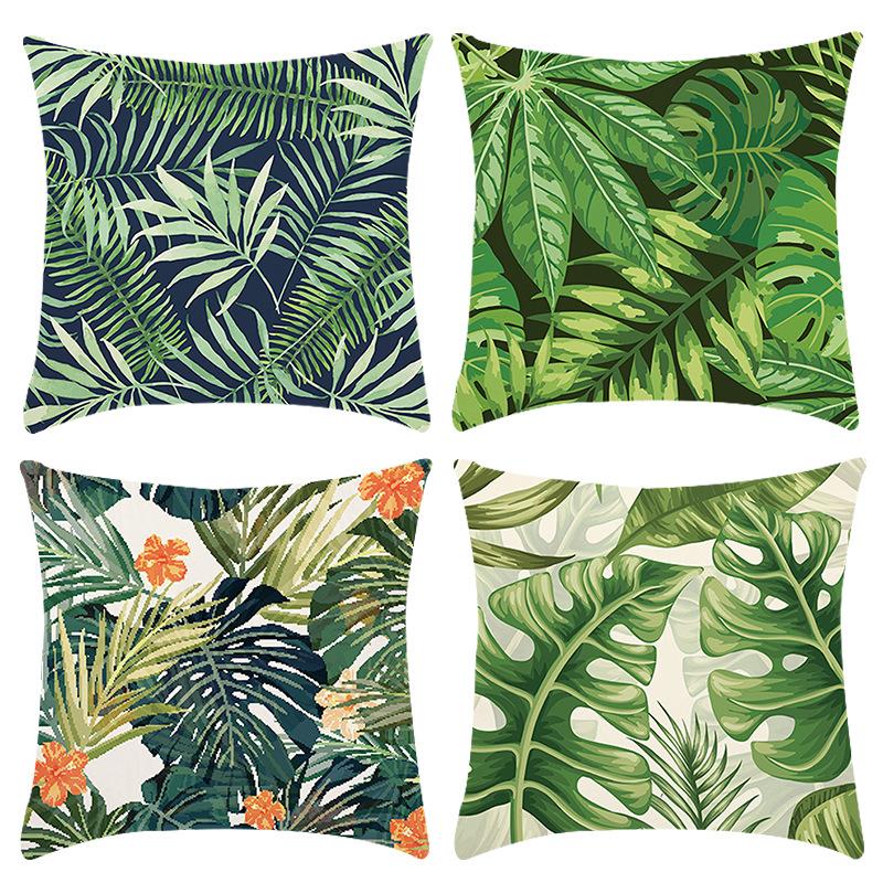 New Green Plants, Tropical Plants, High-definition Printed Pillow, Home Sofa Cushion Cover