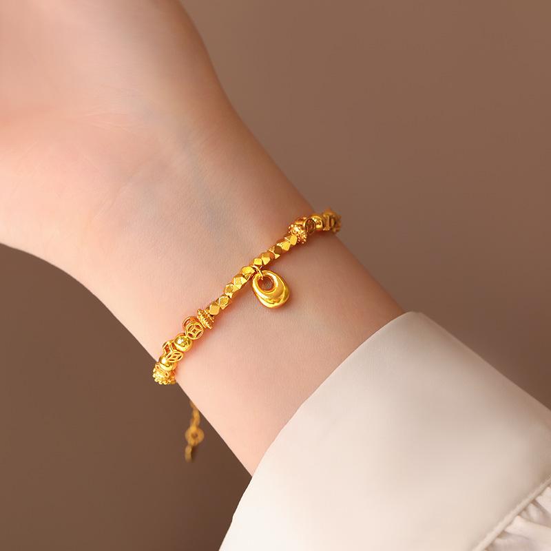 Traditional Style Gold-Plated Coin Fortune Bag Bracelet for Women, Unique Hand-Woven Bracelet, New Style for Attracting Wealth and Good Luck