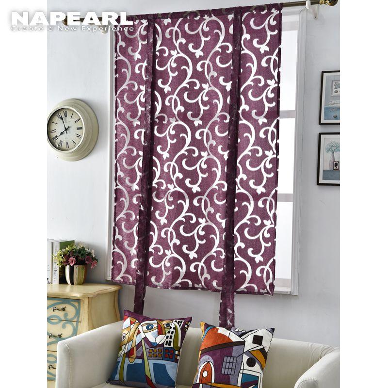 1PZ NAPEARL Tenda Romana Jacquard Tulle Trasparente Corta Decorazione Finestra per Cucina Soggiorno